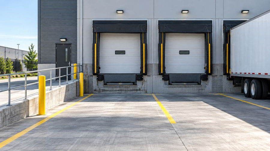 Loading dock and roller door area with delivery-zone security coverage