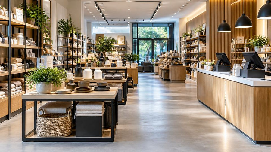 Retail shop floor and sales area with overhead camera coverage