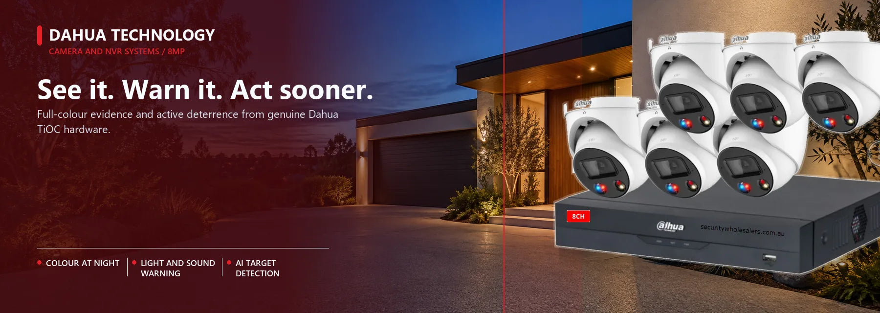 Dahua CCTV cameras and recorder shown as a complete security system.