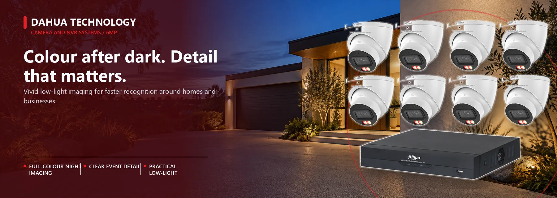 Dahua CCTV cameras and recorder shown as a complete security system.